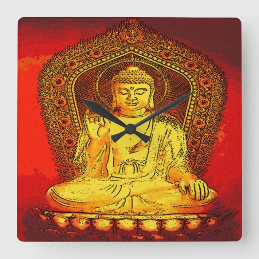 Buddha Wall Clock Vierkante Klok (Voorkant)