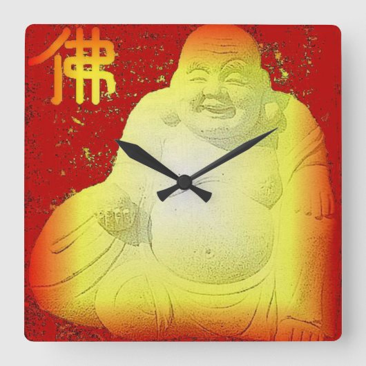 Buddha Wall Clock Vierkante Klok (Voorkant)