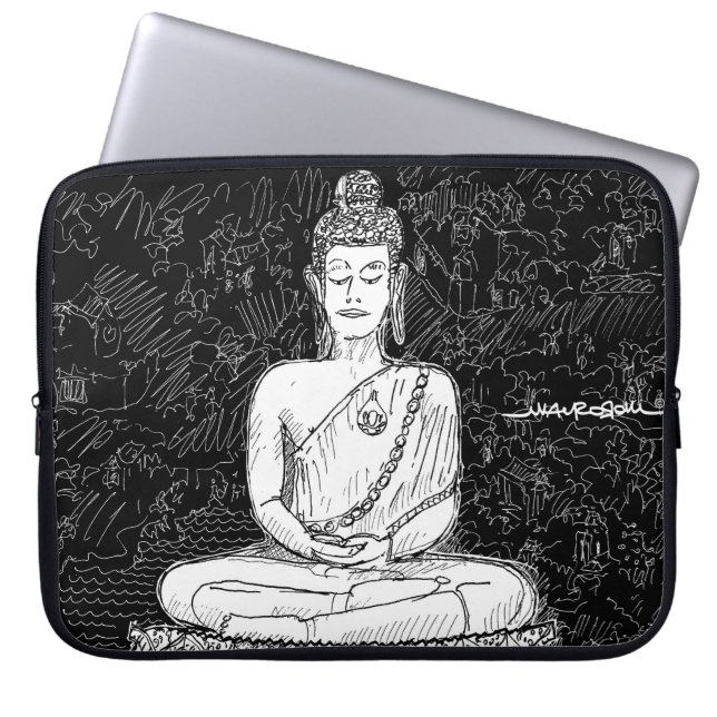 Buddha Wat Pho Temple Bangkok Thailand B&W Laptop Sleeve (Voorkant)