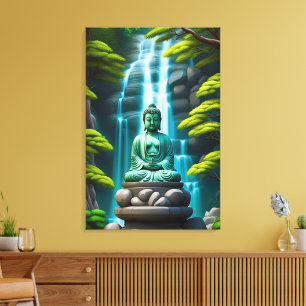 Buddha-waterval Canvas Afdruk