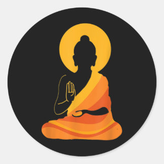 Buddha YingYang Zen Yoga, Relax, Geniet van het le Ronde Sticker