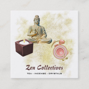 *~* Buddha Zen Candle Lotus Tea Gold Vierkante Visitekaartje