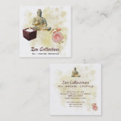 *~* Buddha Zen Candle Lotus Tea Gold Vierkante Visitekaartje (Voorkant / Achterkant)
