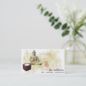 *~* Buddha Zen Candle Tea Lotus Gold Visitekaartje (Staand voorkant)