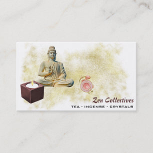 *~* Buddha Zen Candle Tea Lotus Gold Visitekaartje