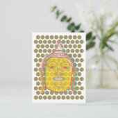Buddha's Head Gele Gezicht Offset Moderne Pop Stip Briefkaart (Staand voorkant)