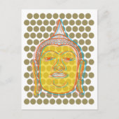Buddha's Head Gele Gezicht Offset Moderne Pop Stip Briefkaart (Voorkant)