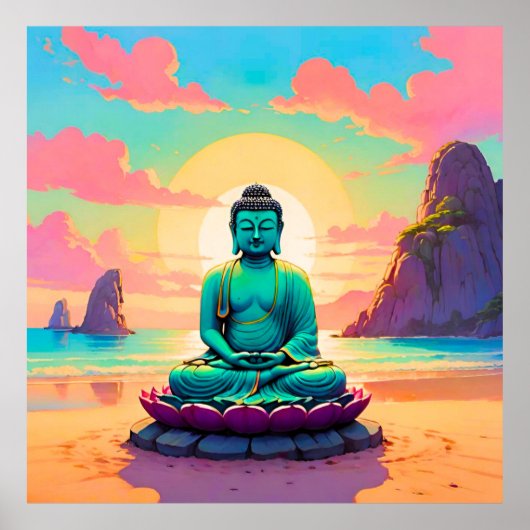 Buddha's Zonsondergangreflectie Poster (Voorkant)
