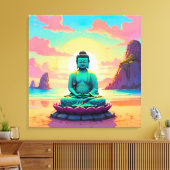 Buddha's Zonsondergangsreflectie Canvas Afdruk (Insitu (Woonkamer))