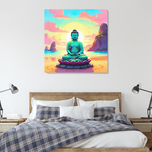 Buddha's Zonsondergangsreflectie Canvas Afdruk (Insitu (Slaapkamer))