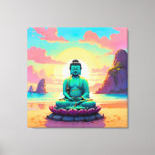 Buddha's Zonsondergangsreflectie Canvas Afdruk (Voorkant)