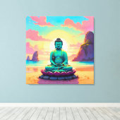 Buddha's Zonsondergangsreflectie Canvas Afdruk (Insitu (Houten vloer))