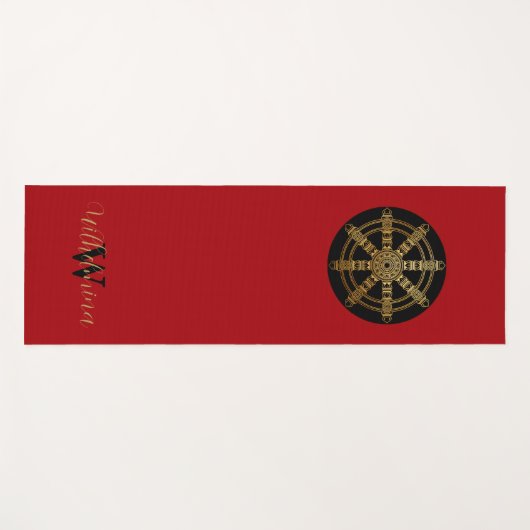 Buddhism Golden Dharma Wheel Personalized Yogamat (Voorkant (horizontaal))