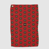 Buddhisme Vergulde Dharma Wiel Gepersonaliseerd Golfhanddoek (Voorkant)