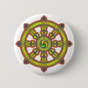 Buddhist Dharma Chakra Ronde Button 5,7 Cm