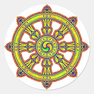 Buddhist Dharma Chakra Ronde Sticker