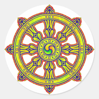 Buddhist Dharma Chakra Ronde Sticker