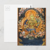 BUDDHIST GODDESS GREEN TARA METALLIC INLAY BRIEFKAART (Voorkant / Achterkant)