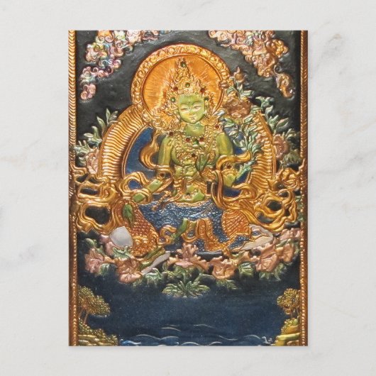 BUDDHIST GODDESS GREEN TARA METALLIC INLAY BRIEFKAART (Voorkant)