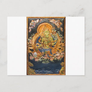 BUDDHIST GODDESS GREEN TARA METALLIC INLAY BRIEFKAART