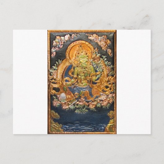 BUDDHIST GODDESS GREEN TARA METALLIC INLAY BRIEFKAART (Voorkant)