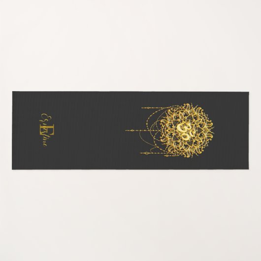 Buddhist Holy Symbol Om In Gold Yogamat (Voorkant (horizontaal))