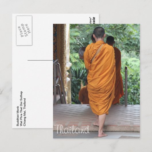 Buddhist Monk Thailand Briefkaart (Voorkant / Achterkant)