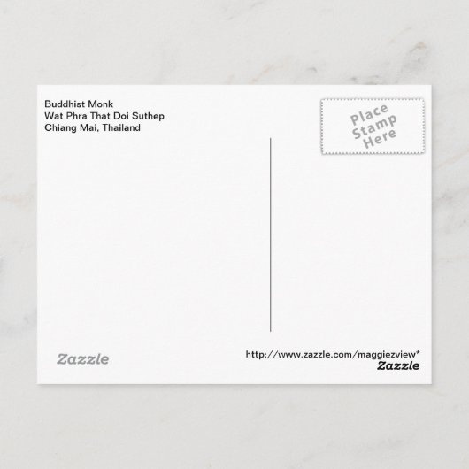 Buddhist Monk Thailand Briefkaart (Achterkant)
