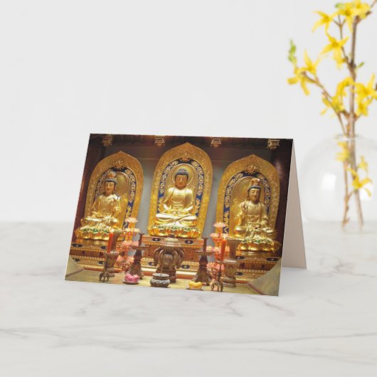 Buddhist shrine greeting card kaart (Gele Bloem)