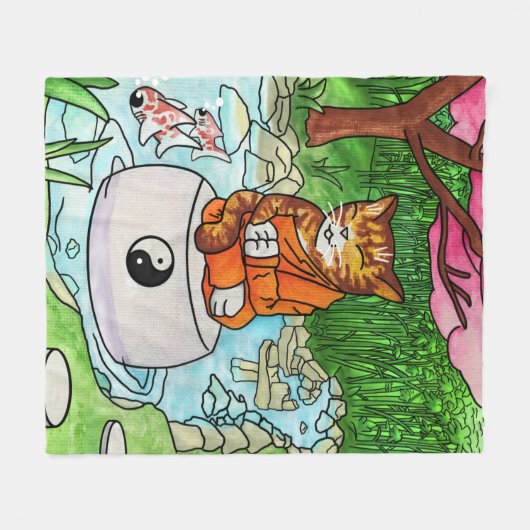 Buddhist Tabby Meditation Cat Fleece Deken (Voorkant (Horizontaal))