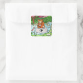 Buddhist Tabby Meditation Cat Vierkante Sticker (Tas)