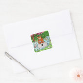 Buddhist Tabby Meditation Cat Vierkante Sticker (Envelop)