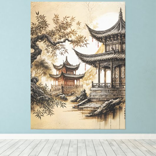 Buddhist Temple Canvas Afdruk (Insitu (Houten vloer))