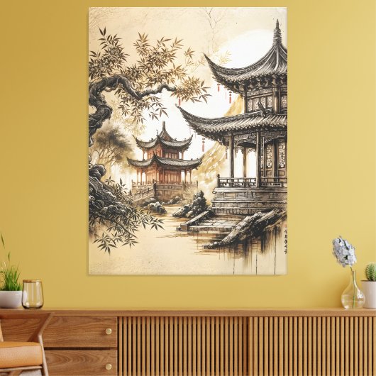 Buddhist Temple Canvas Afdruk (Insitu (Woonkamer))
