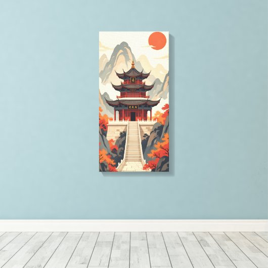Buddhist Temple Canvas Print (Insitu (Houten vloer))