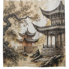 Buddhist Temple Douchegordijn