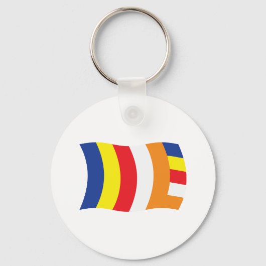 Buddhistische Religie Vlag Sleutelhanger (Voorkant)