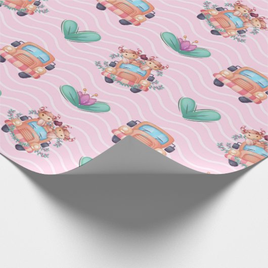 Buddies Love Truck Pattern Cadeaupapier (Hoek)