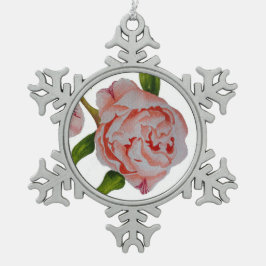 Buddies Pioenen op Pewter Sneeuwvlok Ornament