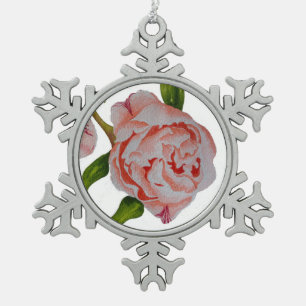 Buddies Pioenen op Pewter Sneeuwvlok Ornament