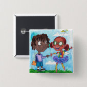 Buddies Vierkante Button 5,1 Cm (Voorkant /achterkant)