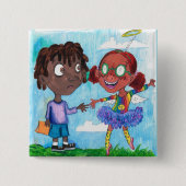 Buddies Vierkante Button 5,1 Cm (Voorkant)