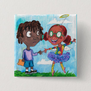 Buddies Vierkante Button 5,1 Cm