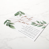 Budding Branch | Neutraal botanisch Baby shower Folie Uitnodiging (Gedraaid)