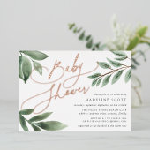 Budding Branch | Neutraal botanisch Baby shower Folie Uitnodiging (Staand Voorkant)
