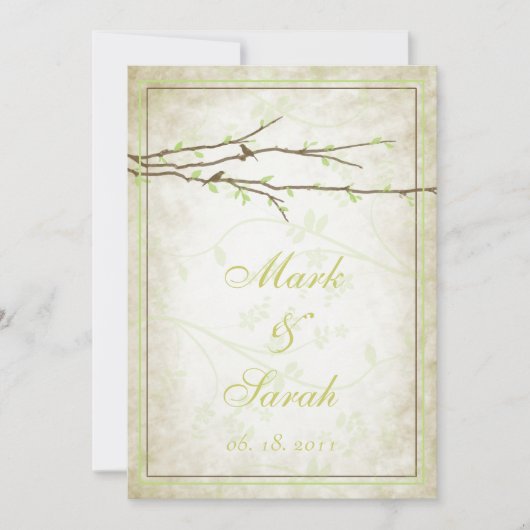 Budding Branches with Birds III Invitation Kaart (Voorkant)