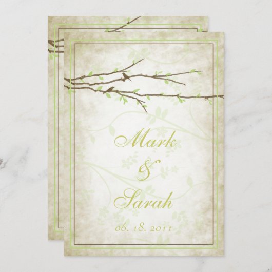 Budding Branches with Birds III Invitation Kaart (Voorkant / Achterkant)