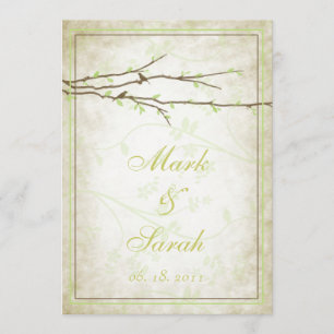 Budding Branches with Birds III Invitation Kaart