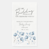 Budding Met Joy Blue Baby Jongen Douche Gift Label Servet (Voorkant)