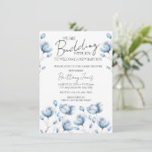 Budding met Joy Blue Baby shower Invite Kaart (Staand voorkant)